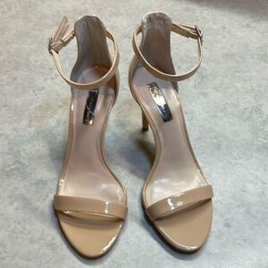 INC international concepts women’s tan patent leather like heels. Size 7.